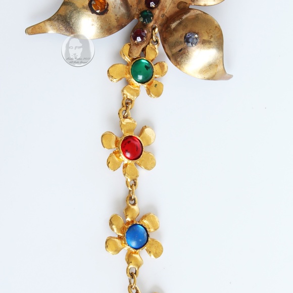 Vintage Butterfly & Berry Necklace Rhinestones Florals By Stephanie Lake Design - Picture 8 of 14